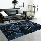 Роскошный темно-синий черный ковер с золотыми линиями, геометрические коврики для гостиной и дивана, нескользящий напольный коврик с кристаллами для спальни, кухни