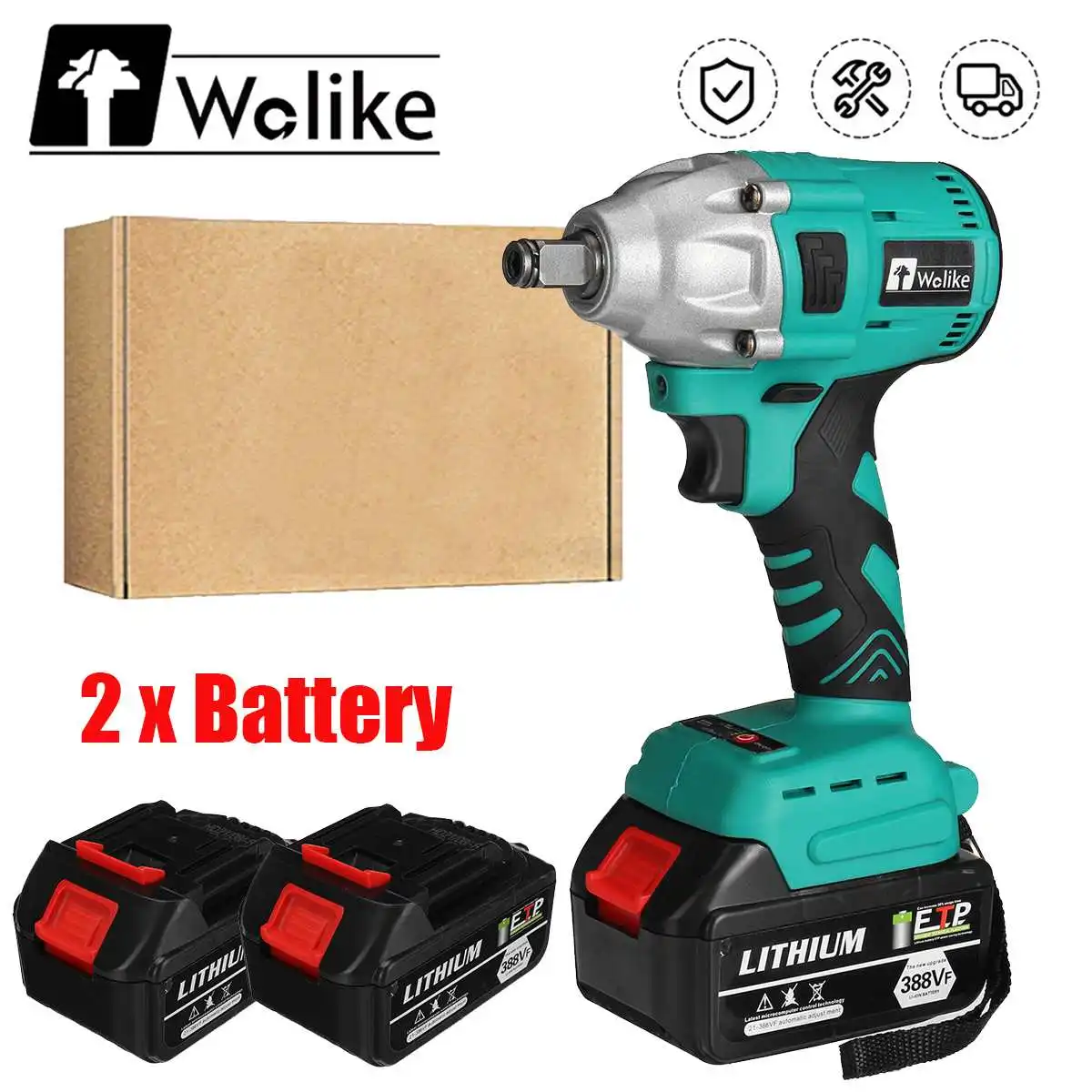 

Беспроводной бесщеточный Электрический гайковерт 1/2 нм 388Vf ударный гайковерт торцевой ключ ручная дрель для литий-ионной батареи