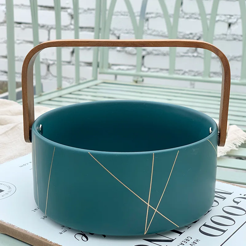 

1Pcs Ceramic Soup Bowl Marbling Large Black Instant Noodle Bowl Salad Handle Dinnerware Household Kitchen Supplies Tableware