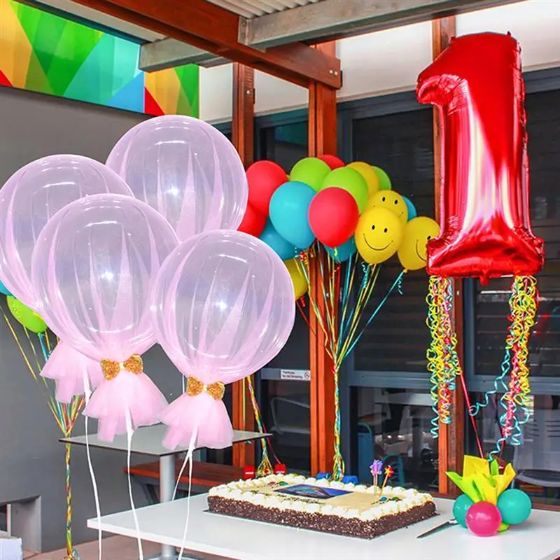 4 набора 18 дюймовые прозрачные воздушные шары с бантом из гренадина ударопрочные