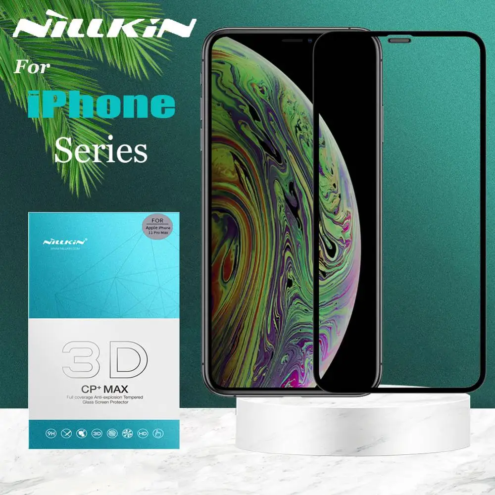 Nillkin-Protector de pantalla de vidrio templado para iPhone, cristal de seguridad de cobertura completa 3D para iPhone XR 11 Pro Max X Xs, 8 7 Plus SE 2020 SE2-0