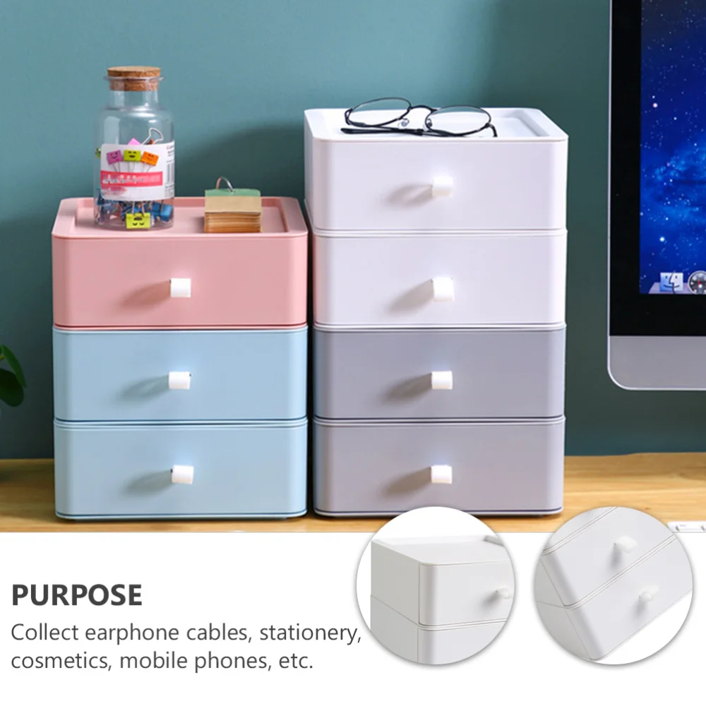 

Desktop Storage Drawer Three Drawers Storage Box for Office Home Living Room