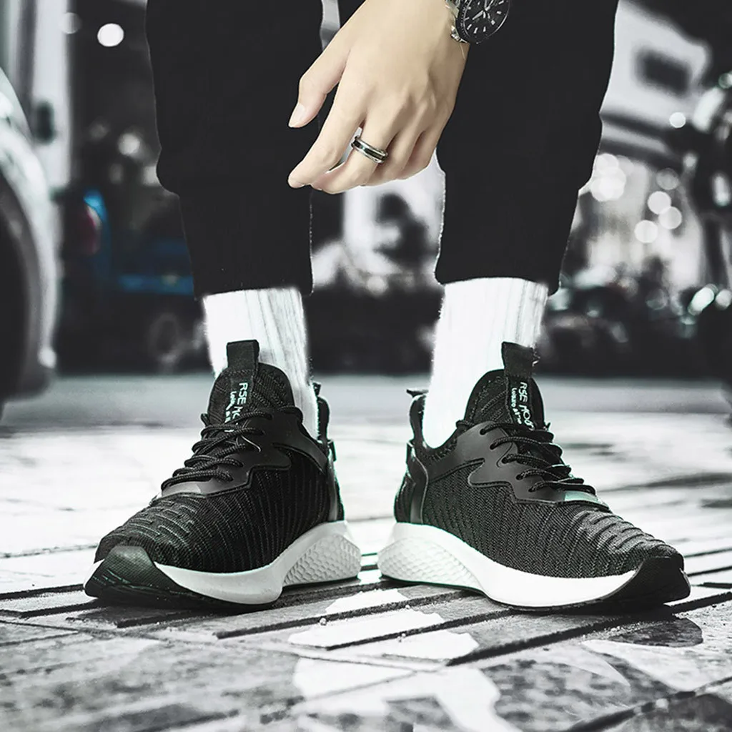 Мужская дышащая Спортивная обувь трикотажные кроссовки дышащие трендовые