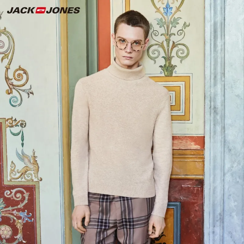 JackJones Мужской умный Повседневный свитер с длинными рукавами и высоким воротником 219324520 - Цвет: CARAMEL