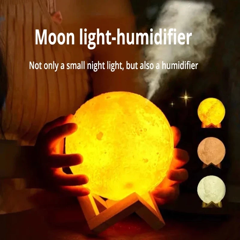 

880ml Ultrasonic Moon Air Humidifier Aroma Essential Oil Diffuser LED Night Lamp USB Mist Maker Humidificador Christmas Gift