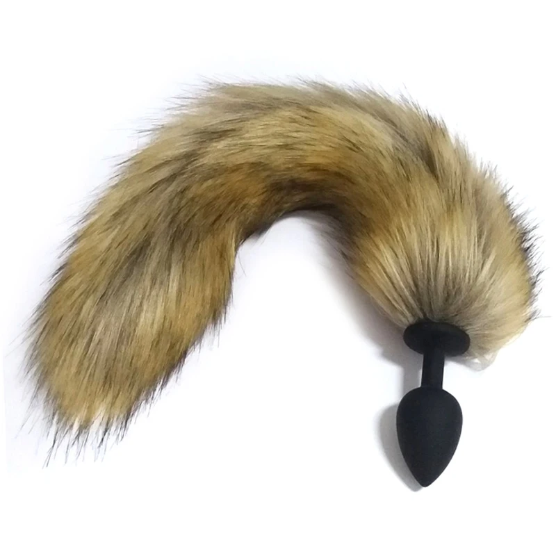 Секс-товары Черный Цвет Лисий хвост силиконовая Анальная пробка взрослые