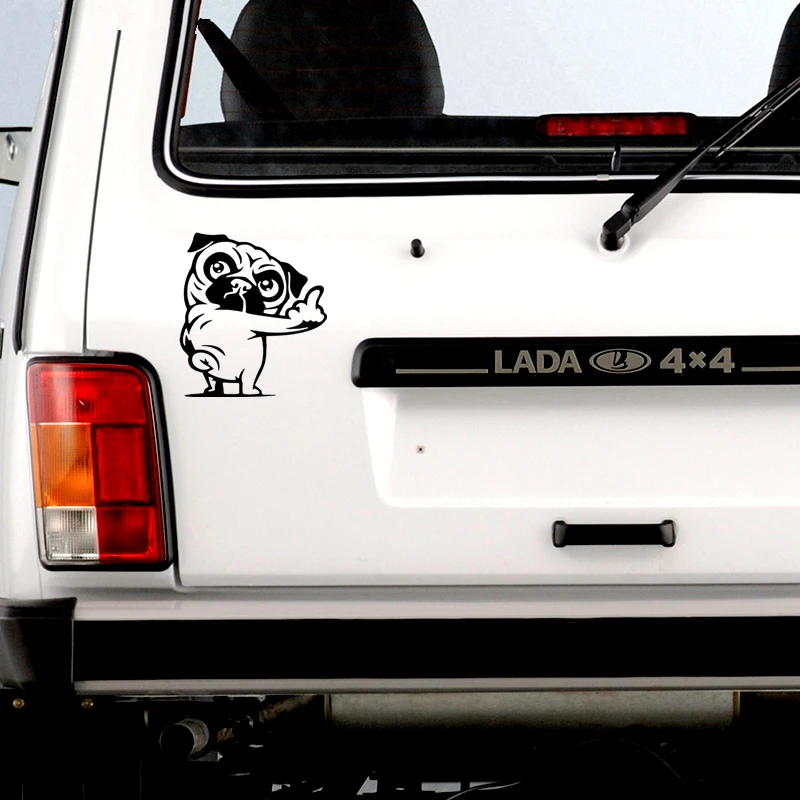 

15X16.7CM Insubstantial Pug Reflective Funny Car Sticker Vinyl Decal Silver/black for Auto Car Stickers Styling