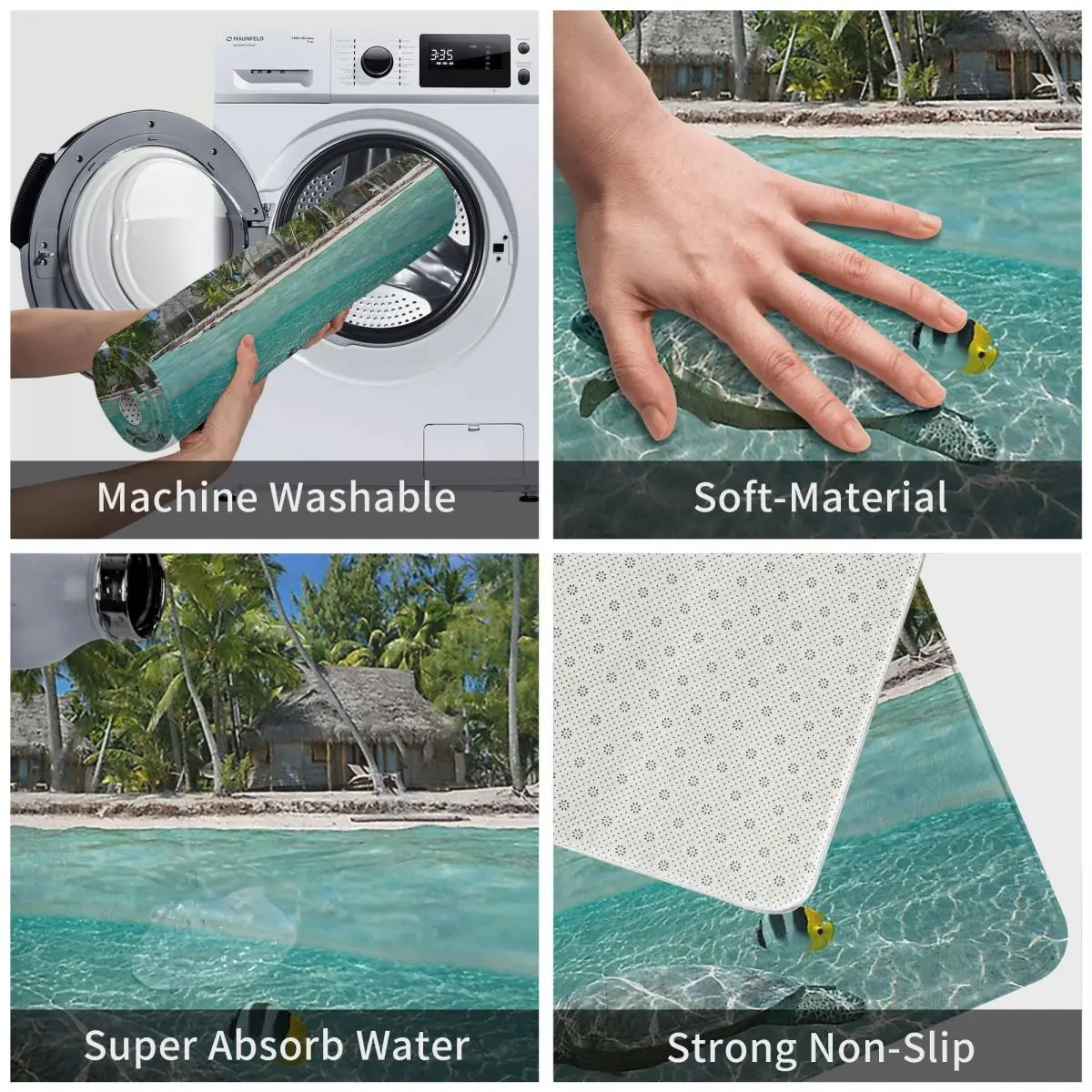 Мягкий коврик для подводного плавания с изображением тропического берега и