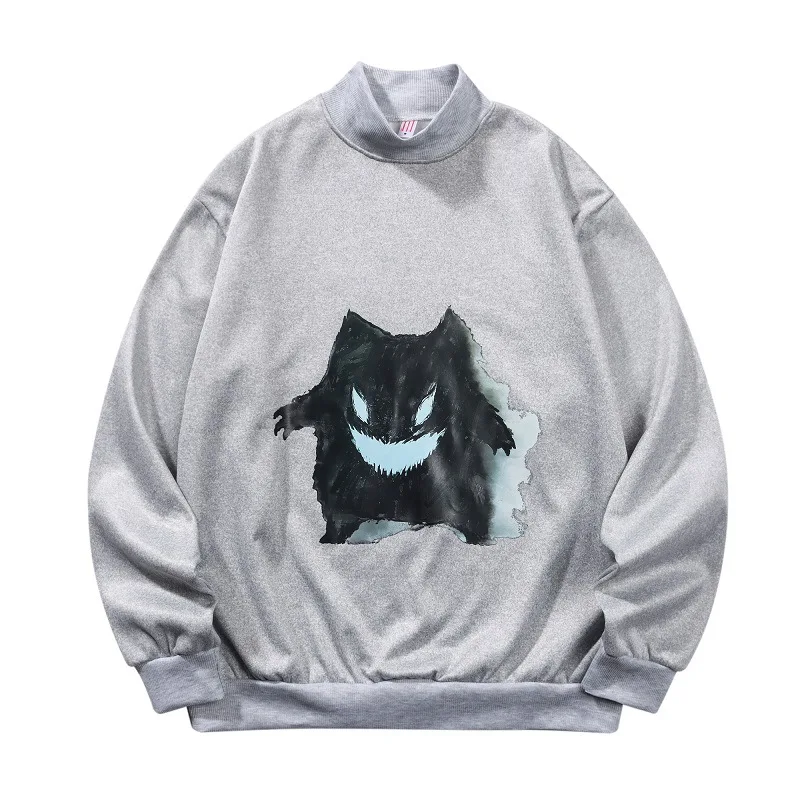 

Scary Halloween Pattern Printed Ghost Individual Teenagers Men Boy Student Hip Hop Loose High Collar Sweatshirt Hoodies Clothes