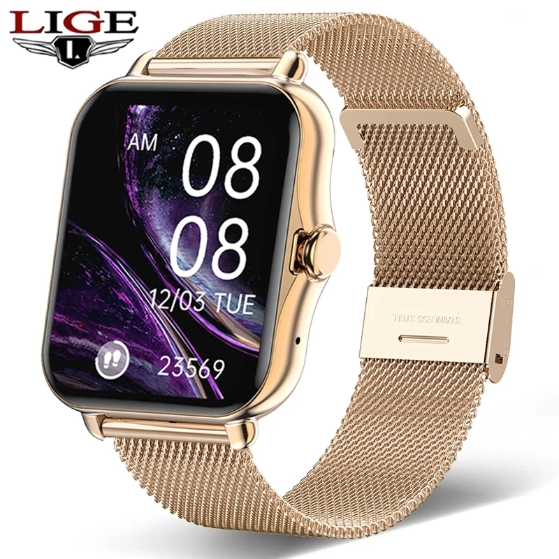 

LIGE Smart Watch Men Bluetooth Call ECG Woman Smart Bracelet Heart Rate Fitness Tracker 1.69 Inch Screen Waterproof Smartwatch