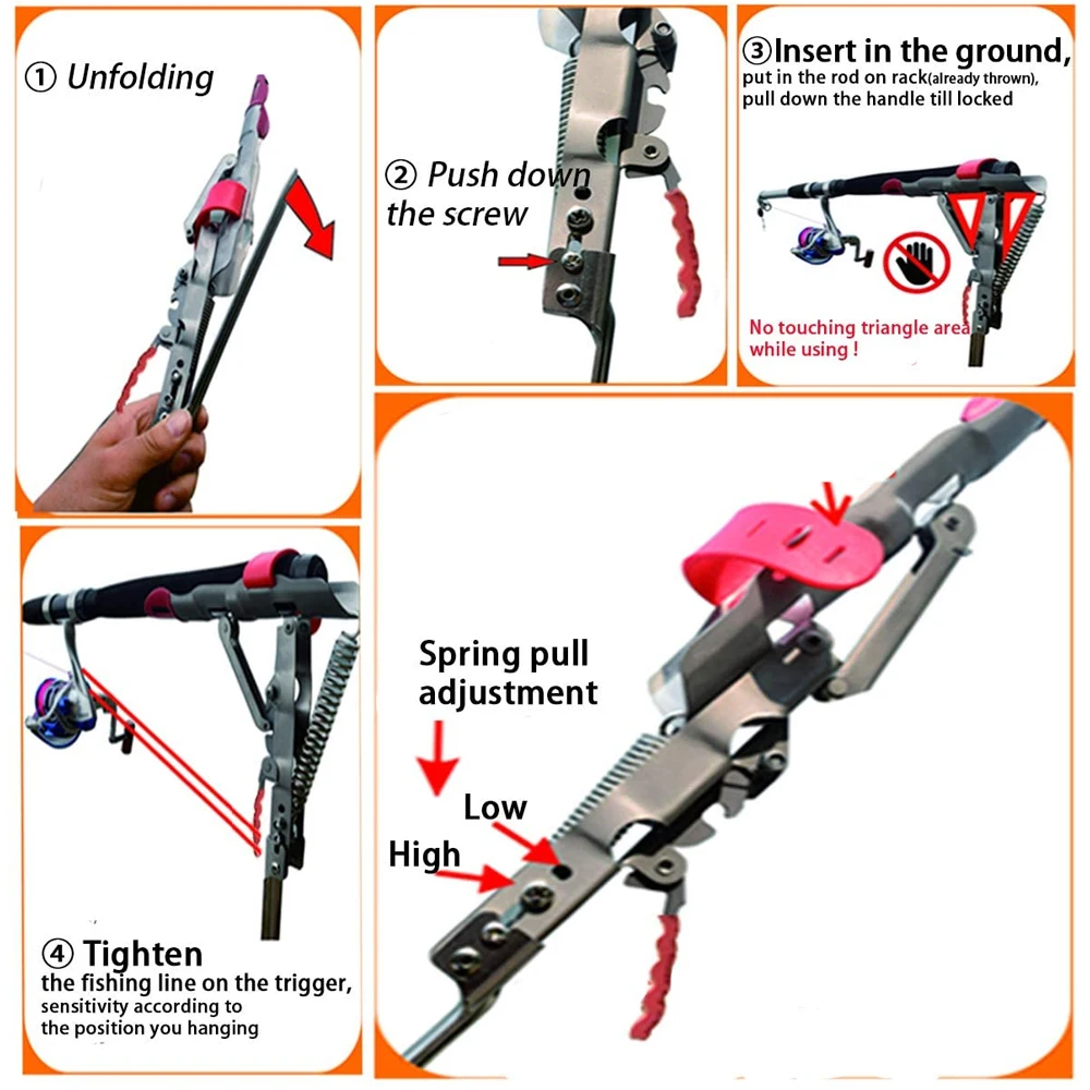 Automatic Spring Fishing Rod Holder Folding Stand for Bank Mount Adjustable Sensitivity Pole Rack Bracket | Спорт и развлечения