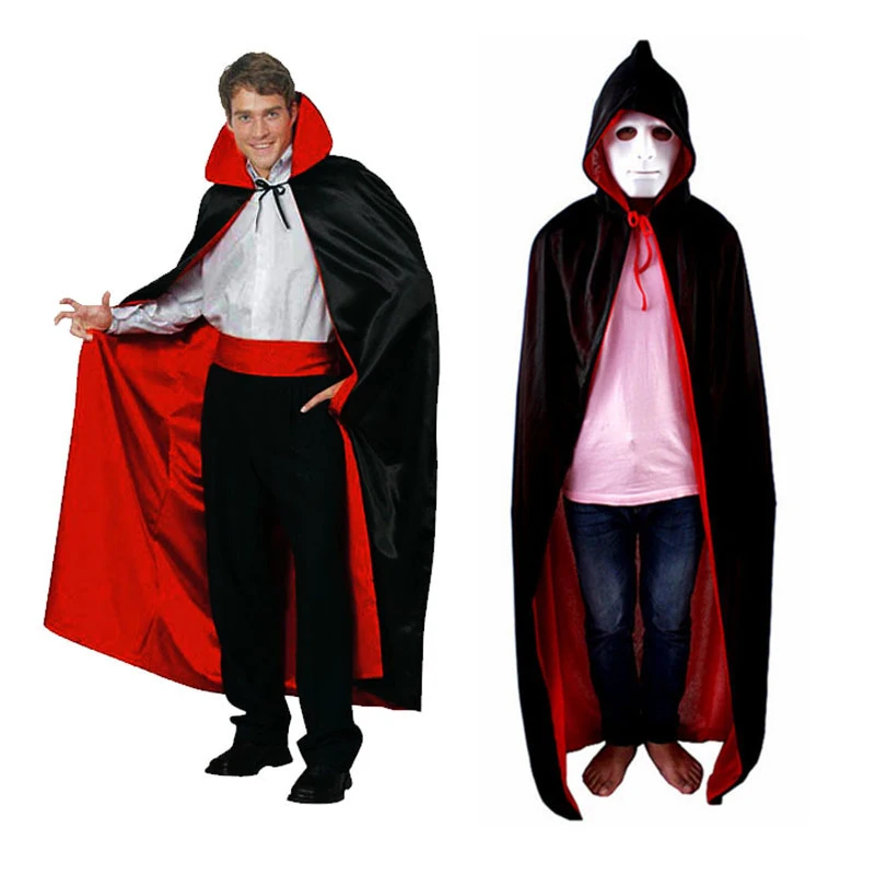 Взрослый двухсторонняя вампира красные черные карнавала Хэллоуин смерть плащи