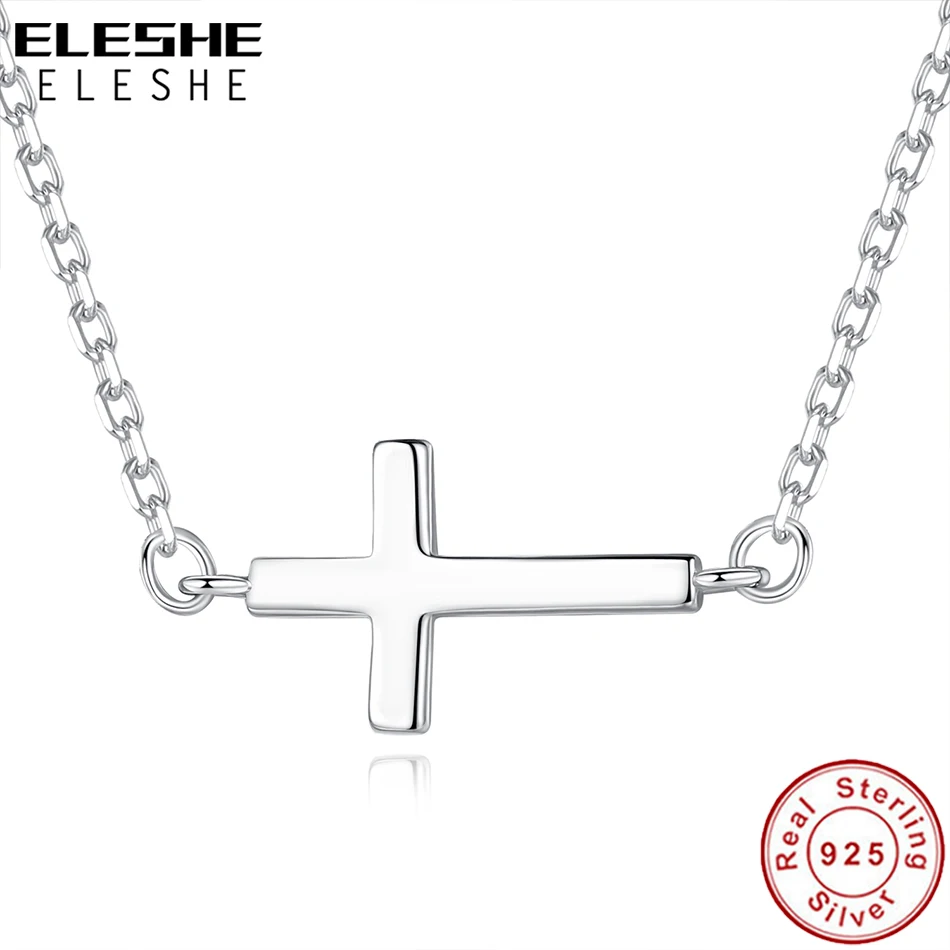 ELESHE 925 Серебряное ожерелье для женщин в европейском стиле модная подвеска крест с