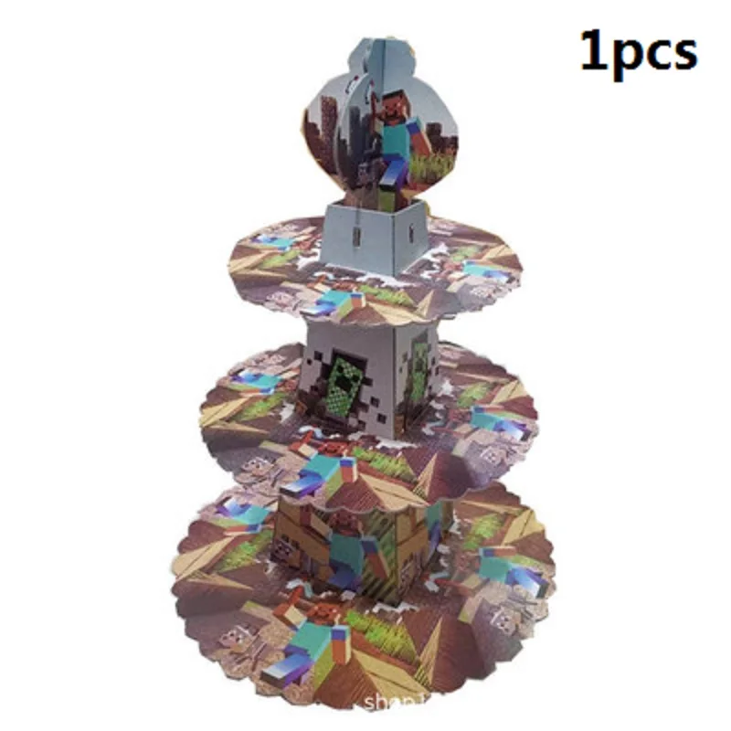 Набор украшений на день рождения в стиле майнкрафт коробка салфетки тарелки