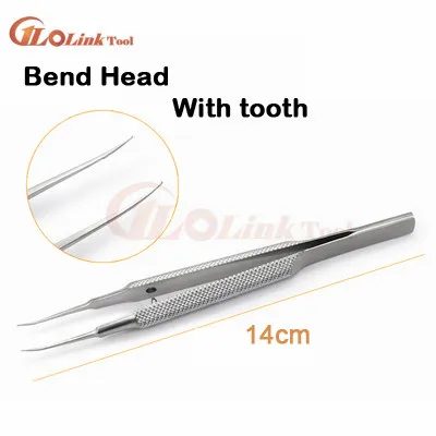 14cm bend with tooth 14 см, 15 см, 16 см, 18 Пинцет cm офтальмические инструменты Титан сплав изгиб платформа Пинцет линия пинцет для бровей Пинцет косметический инструмент - Цвет: 14cm bend with tooth