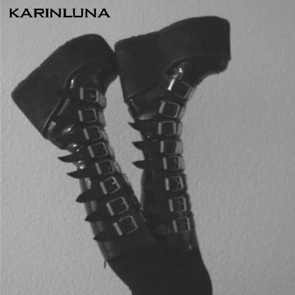 

Женские мотоциклетные ботинки KarinLuna, на платформе, в готическом стиле, большие размеры 43