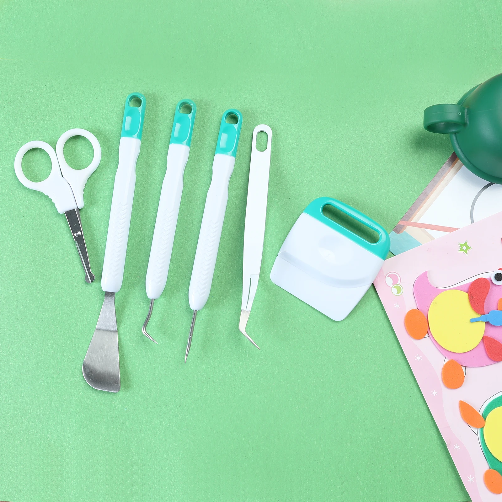 Conjunto de herramientas de deshierbe de vinilo para tallado de arte, Set de 6 piezas para manualidades, con silueta en relieve, herramienta de escritura, cartulina, Kit de herramientas b&aacute;sicas-3
