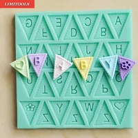 1pc cooking tools flag shape 26 english alphabet letters lace silicone mould chocolate candy fondant cake party decorating tools
