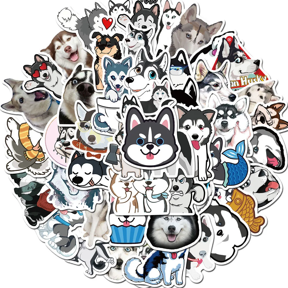 

10/30/50pcs Husky Cartoon Stickers Cute Animals Dog for Moto Skateboard Phone Laptop Cool Stickers Skateboard Sticker Wholesale
