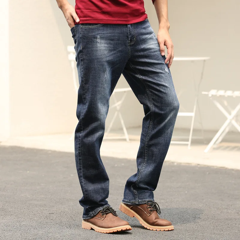 Spring And Autumn Men Jeans Straight Breathable Baggy Blue Leisure Wide Leg Denim Pants Hip Hop Skateboarder Loose Trousers