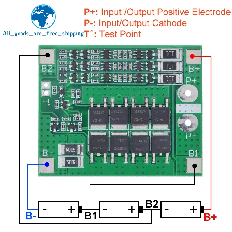 Защитная плата 3S 25A Li-Ion 18650 BMS PCM для аккумулятора с балансировкой модуля li-ion Lipo DIY |
