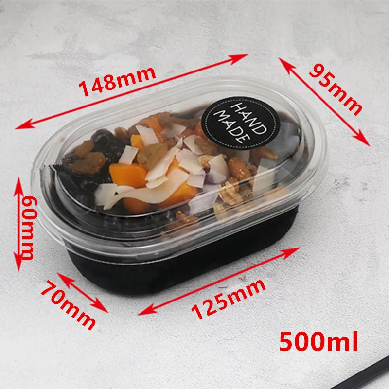 

50pcs PET plastic transparent packaging food box ice cream cup yogurt bottle fruit salad bowl cake boxes dessert cups with lids