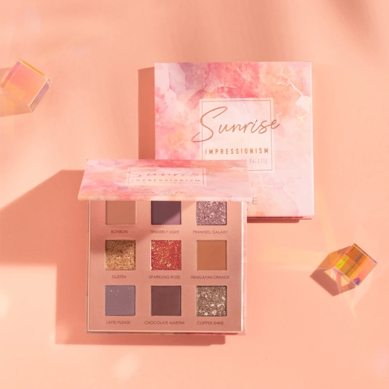 FOCALLURE Sunrise тени для век палитра 9 цветов блеск матовый Пигмент Тени для век макияж Рассыпчатая Пудра Тени для век Палитра