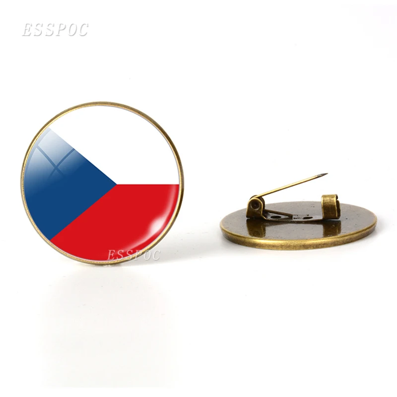 Czech Центральная Европа: Австрия Польша Германия Швейцария Броши с флагом стеклянные купольные украшения бронзовая брошь булавки Национальный день подарки - Окраска металла: Czech