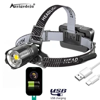 powerful xhp70 led headlamp usb headlight support zoom 3 switch modes powered by 18650 battery power bank for hunting fishing