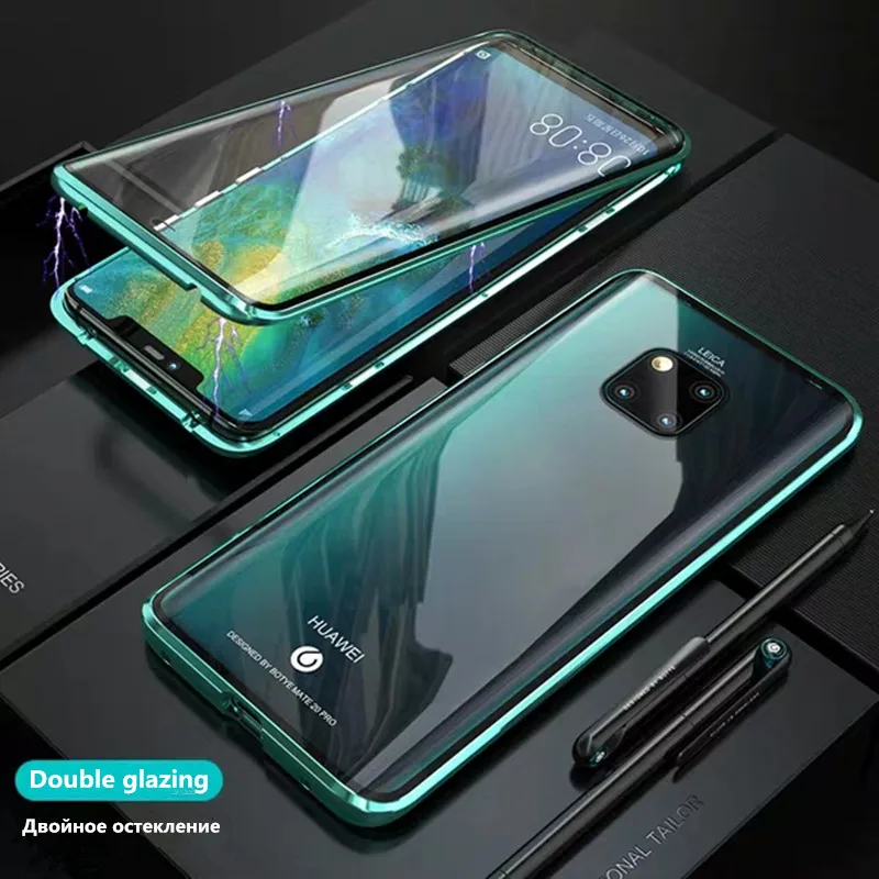 Роскошный защитный Магнитный чехол на весь корпус для huawei P30 Pro P20 mate 20 Pro 360, чехол из закаленного стекла на заднюю панель huawei P30Pro