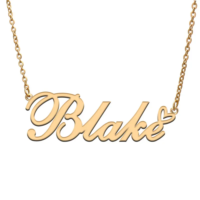

Женское Ожерелье с надписью Love Heart Blake, золотой и серебряный кулон-табличка с именем из нержавеющей стали, подарок для матери и ребенка