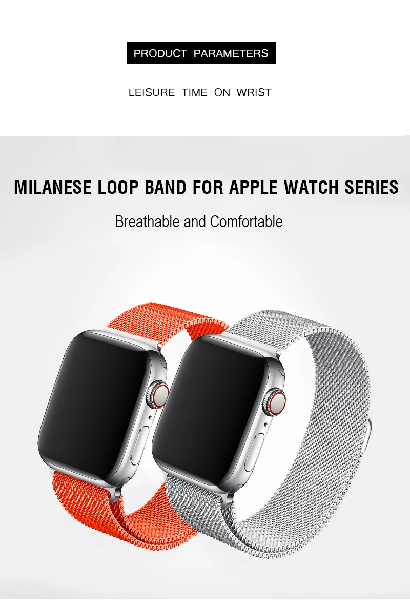 44 мм оранжевый ремешок Миланская петля ремешок для Apple Watch серии 5 4 браслет из нержавеющей стали I phone 3 2 браслет 38 мм 42 мм