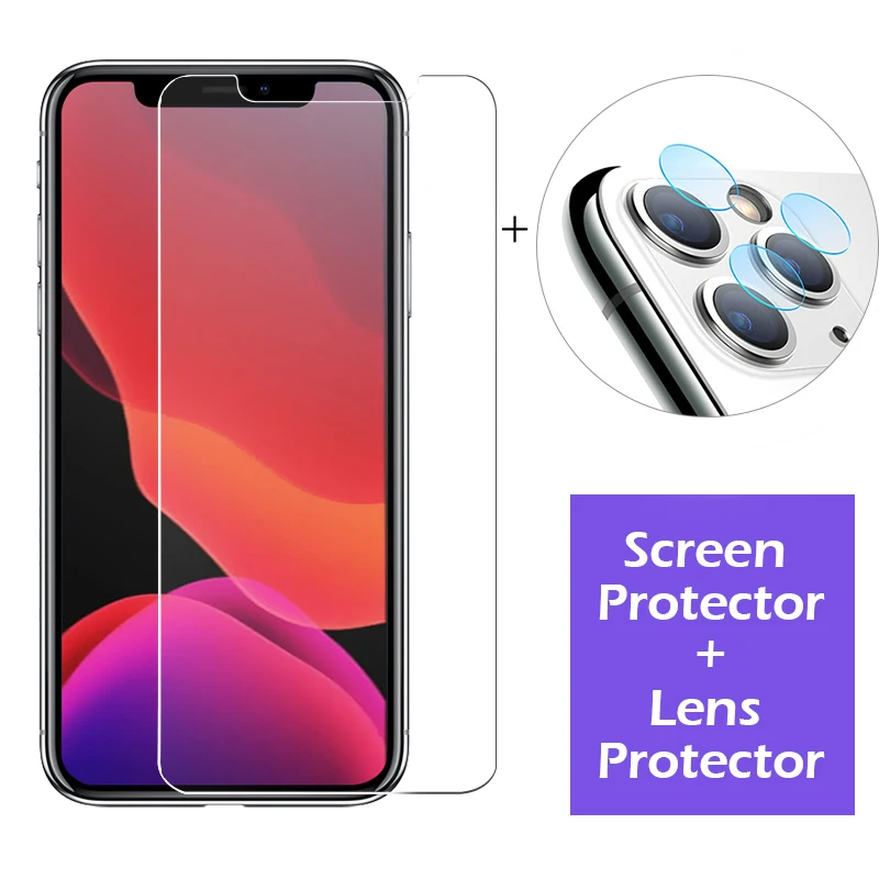 3-в-1 чехол+ Камера защитный Стекло для iphone 11 pro max Экран протектор iphone Xr объектив Стекло на iphone 11 pro max Стекло iphone 11чехол - Цвет: HD