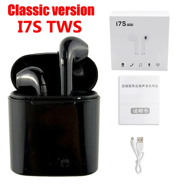 I7S TWS BLACK WPAIER I7S TWS новое обновление I7 TWS-mini Bluetooth наушники портативные беспроводные наушники с зарядным устройством мини bluetooth гарнитуры - Цвет: I7S TWS BLACK