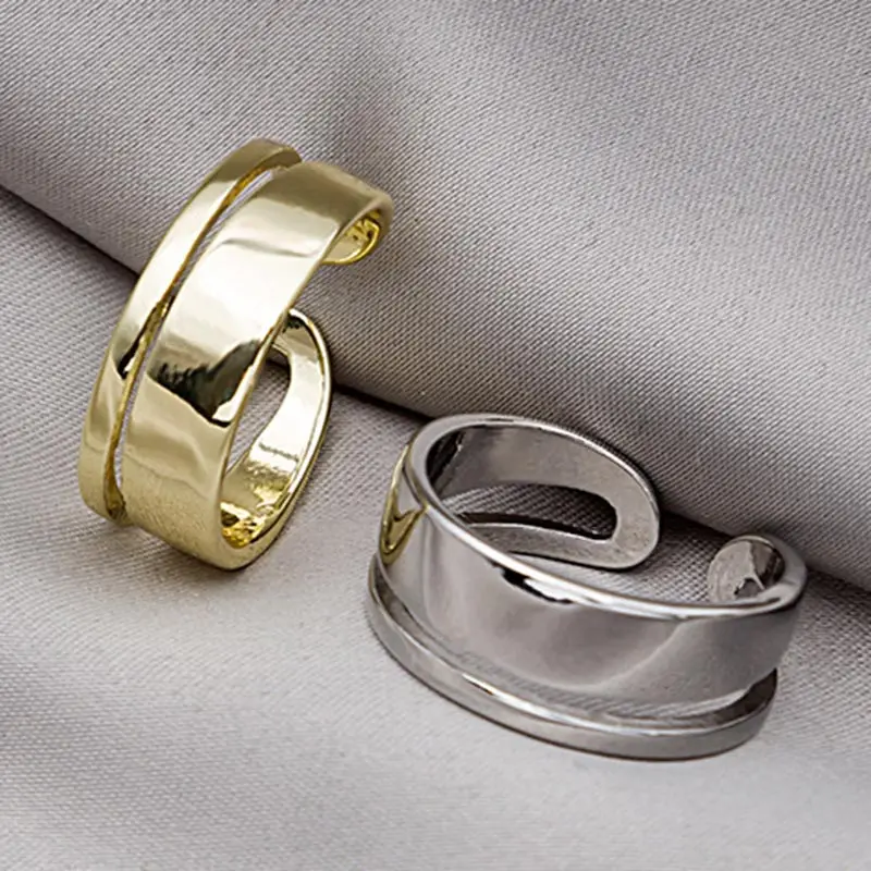 

Ins Korean Style Geometric Line Adjustable Rings for Women Simple Metal Women's Open Ring Female Wedding Jewelry Accessories