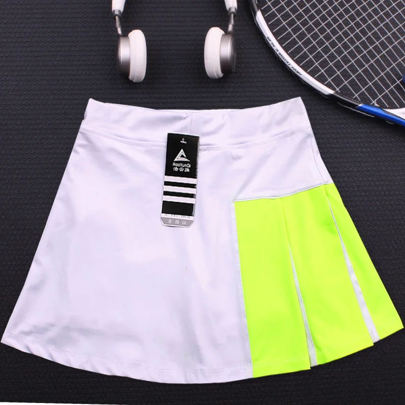 Girls Tennis Skorts with Built In Short , Top Quality Patchwork Thick Material Athletic Yoga Badminton Skirt Women Tennis Shorts