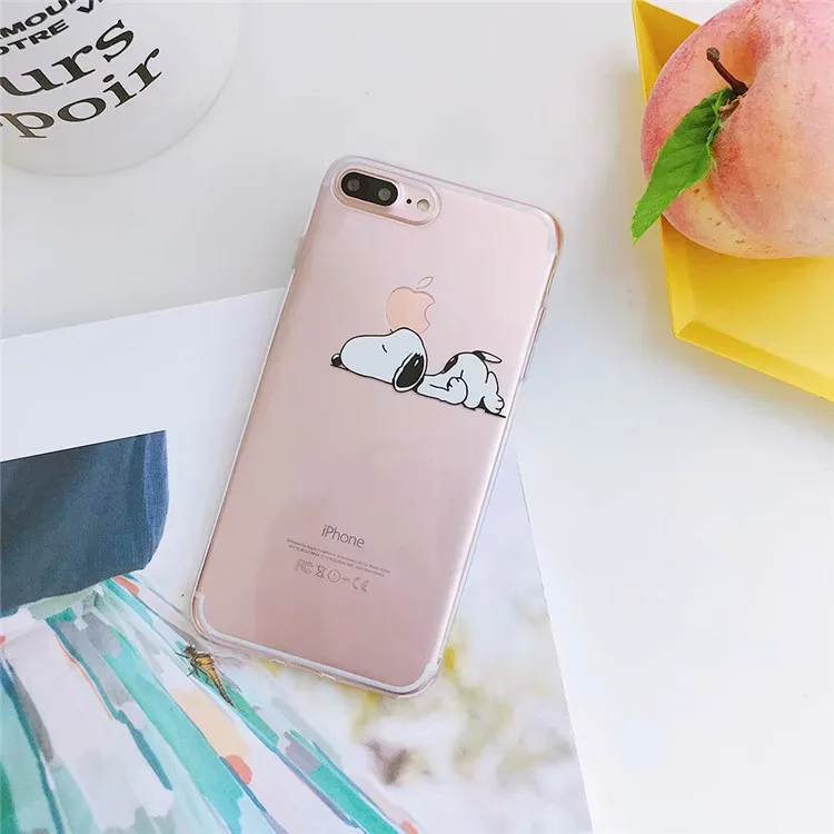 E Прозрачный защитный чехол с милым мультяшным щенком для iPhone 8 7 6 6s Plus Xr X Xs Max дизайн ударопрочный чехол - Цвет: E