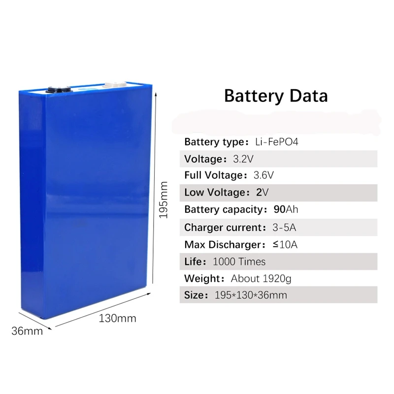

24pcs 3.2V 90Ah LiFePO4 Battery Lithium phospha Large capacity 90000mAh 12V 24V 48V Motorcycle Electric Car motor batteries