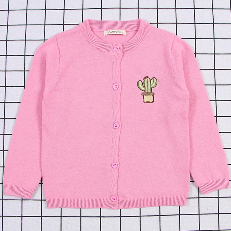 Весенне осенний свитер с вышивкой кактуса для маленьких мальчиков и девочек