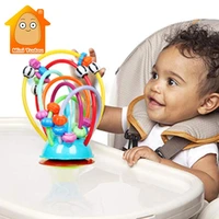 soft silicone baby rattle beads toy table sucker rattles infant dining chair suction rattles stroller handheld suction cups toys
