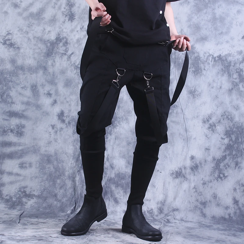 

Hot Stylish Side Pockets Men's Jogger Trousers Autumn Hip Hop Harem Pants Fashionable Ribbons Male Sweatpants Streetwear Pencil