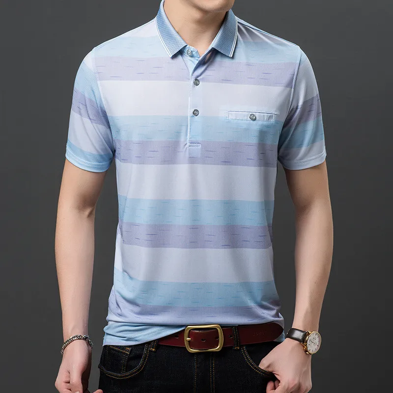 

New Fashion Loose Men Polo Shirt Blue Thin Summer Polo Shirt Streetwear Fashion Male Clothes Streetwear Tops Clothes