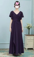 elegant dark purple mother of the bride dresses for weddings sleeves long mother of the bride gowns wedding party dress 2019