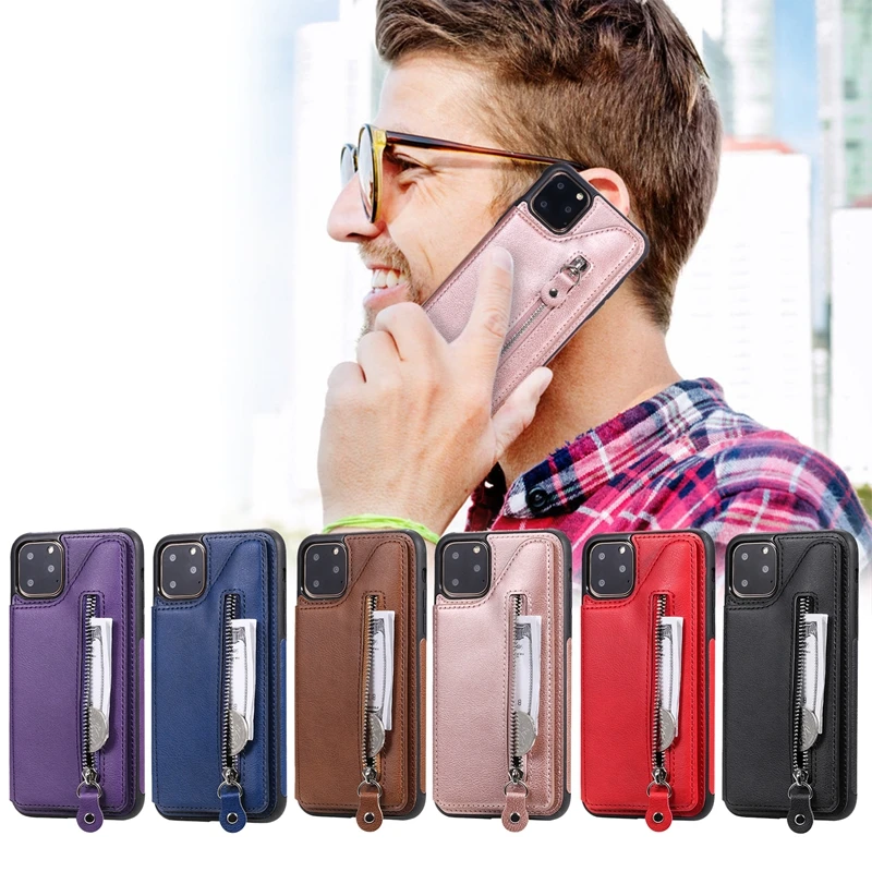 Противоударный защитный чехол из искусственной кожи на молнии для iphone 11 Pro Max