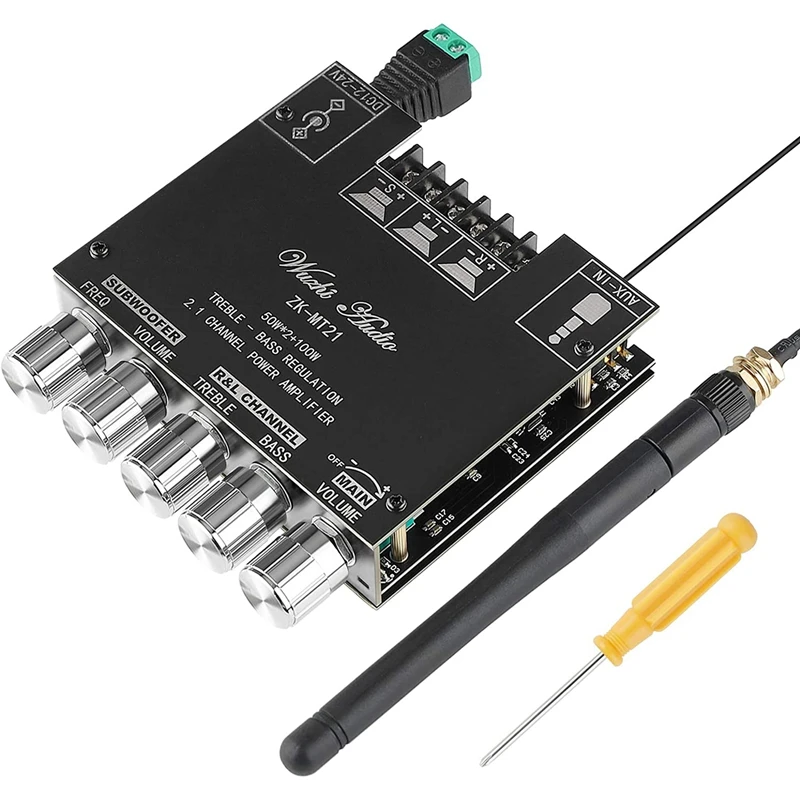 

ZK-MT21 2,1 канал Bluetooth 5,0 сабвуфер усилитель доска 50WX2 + 100W Мощность аудио Плата усилителя Динамик со встроенной антенной