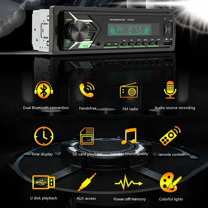 

Car Radio MP3 Player FM o Music USB SD Digital Bluetooth with Auxiliary Input in Dash Slot