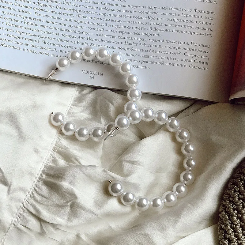 Модные большие серьги с имитацией жемчуга в Корейском стиле для женщин массивные