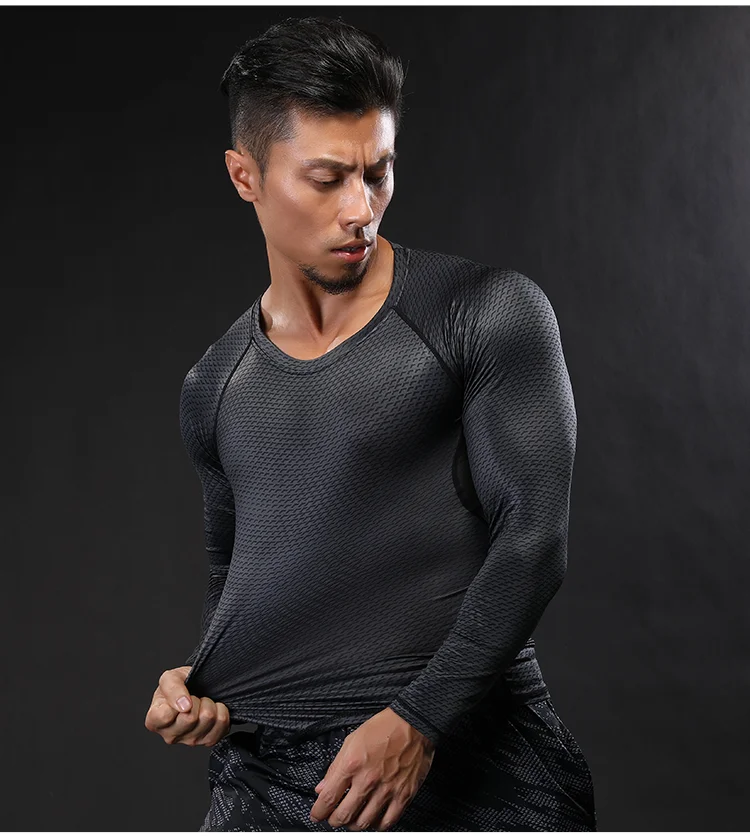 Высококачественная Мужская футболка для бега Топ с длинным рукавом Спортивная