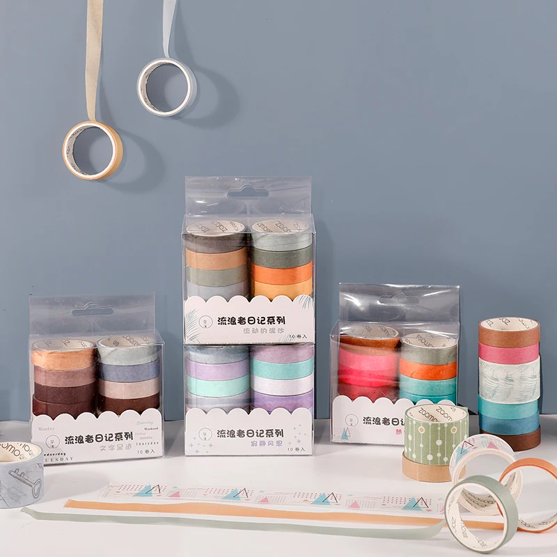 

10 rolls/box wanderer series washi tape DIY decoration scrapbooking planner masking tape adhesive tape label sticker