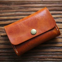 handmade genuine leather card holder portable men card wallets small purse credit id card holder women business card case